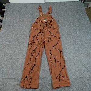 Liberty Overalls Womens 36x32 Denim Bib Tree Root Brown Earthy Cat Novelty